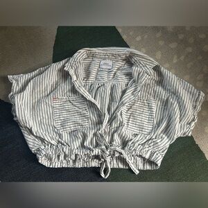 Urban Outfitters Striped Button Up Cropped Top